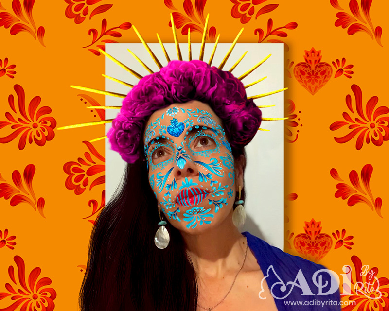 Imagen de mujer con el rostro pintado de catrina
